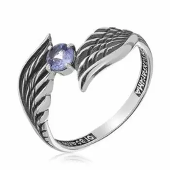 Серебряное кольцо с танзанитом "Крылья Ангела"