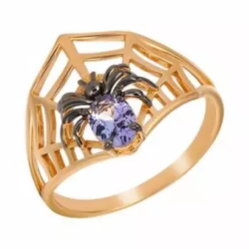 Серебряное кольцо с танзанитом "Паук"