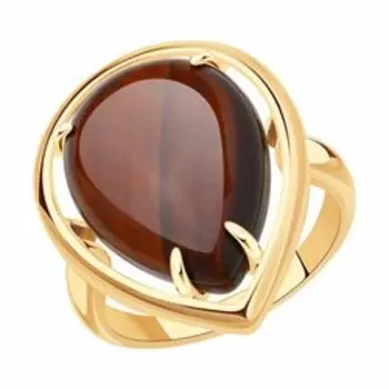 Кольцо из золочёного серебра с тигровым глазом