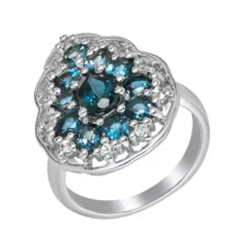 Серебряное кольцо с топазами Лондон и белыми топазами