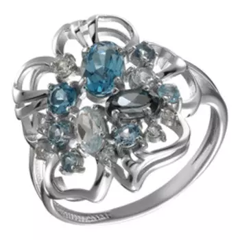 Серебряное кольцо с топазами "Цветок"