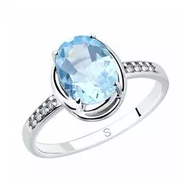 Серебряное кольцо с топазами и фианитами