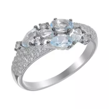 Серебряное кольцо с топазами и фианитами