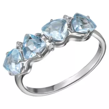 Серебряное кольцо с топазами и фианитами