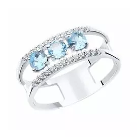 Серебряное кольцо с топазами и фианитами