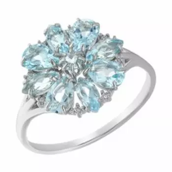 Серебряное кольцо с топазами и фианитами