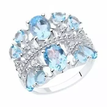 Серебряное кольцо с топазами и фианитами