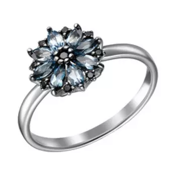 Серебряное кольцо с топазами и шпинелью