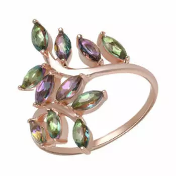 Серебряное кольцо с топазами мистик