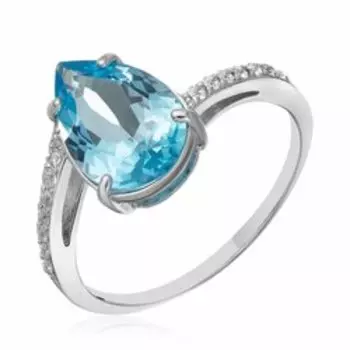 Серебряное кольцо с топазами свисс и фианитами