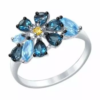 Серебряное кольцо с топазами Swiss и топазами Лондон