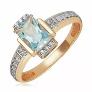 Серебряное кольцо с топазом Sky и фианитами