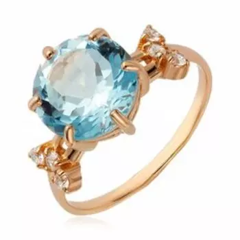 Серебряное кольцо с топазом и фианитами