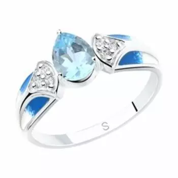 Серебряное кольцо с топазом и эмалью