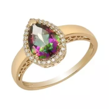 Серебряное кольцо с топазом и фианитами