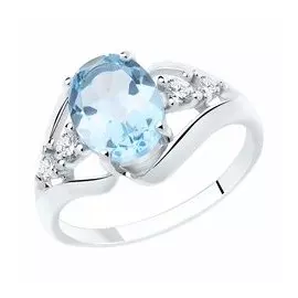 Серебряное кольцо с топазом и фианитами