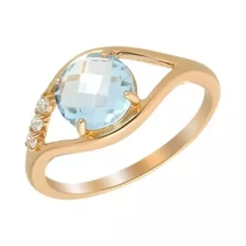 Серебряное кольцо с топазом и фианитами