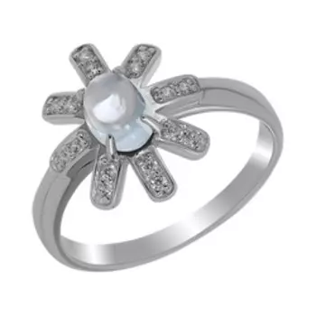 Серебряное кольцо с топазом и фианитами