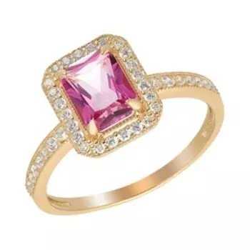 Серебряное кольцо с топазом и фианитами