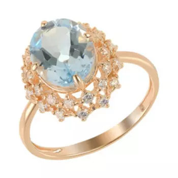 Серебряное кольцо с топазом и фианитами