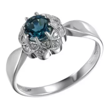 Серебряное кольцо с топазом и фианитами