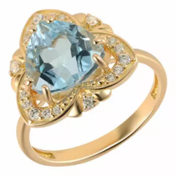 Серебряное кольцо с топазом и фианитами