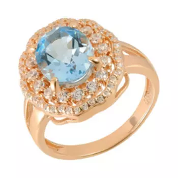 Серебряное кольцо с топазом и фианитами