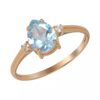 Серебряное кольцо с топазом и фианитами