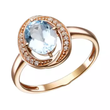 Серебряное кольцо с топазом и фианитами