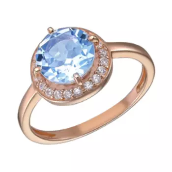 Серебряное кольцо с топазом и фианитами