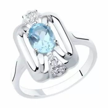 Серебряное кольцо с топазом и фианитами