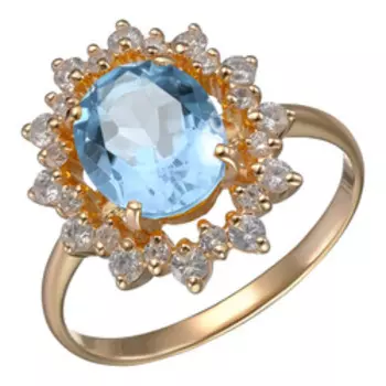 Серебряное кольцо с топазом и фианитами