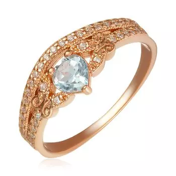 Серебряное кольцо с топазом и фианитами