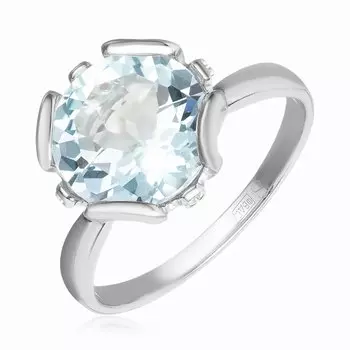 Серебряное кольцо с топазом и фианитами