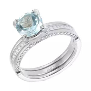 Серебряное кольцо с топазом и фианитами 2 в 1