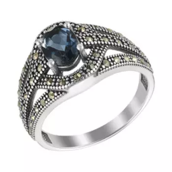 Серебряное кольцо с топазом и марказитами