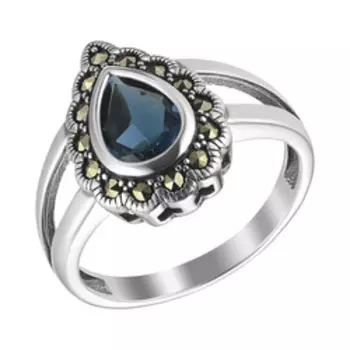 Серебряное кольцо с топазом и марказитами