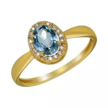 Серебряное кольцо с топазом Лондон и фианитами