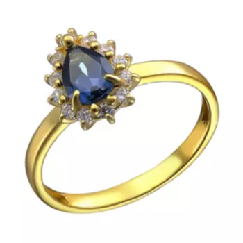 Серебряное кольцо с топазом Лондон и фианитами