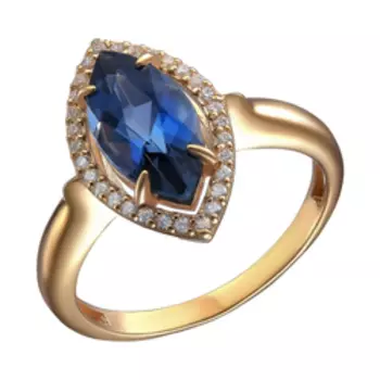 Серебряное кольцо с топазом Лондон и фианитами