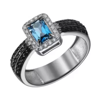 Серебряное кольцо с топазом Лондон, шпинелью и фианитами