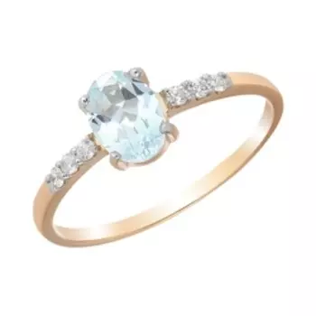 Серебряное кольцо с топазом Sky и фианитами