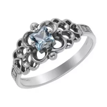 Серебряное кольцо с топазом Sky "Спаси и сохрани"