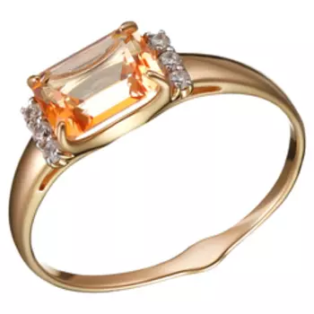 Серебряное кольцо с топазом SWAROVSKI и фианитами