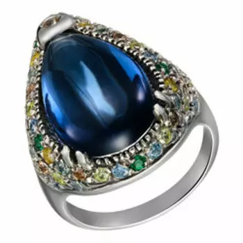 Серебряное кольцо с топазовым кварцем и фианитами