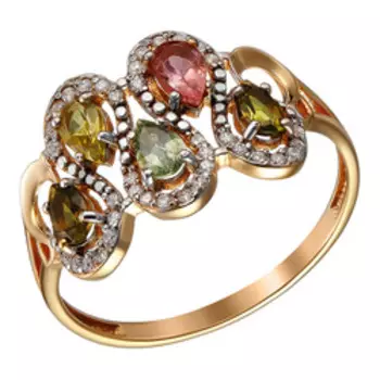 Серебряное кольцо с турмалинами и фианитами