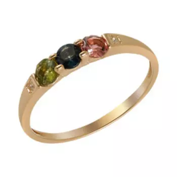 Серебряное кольцо с турмалинами и топазами