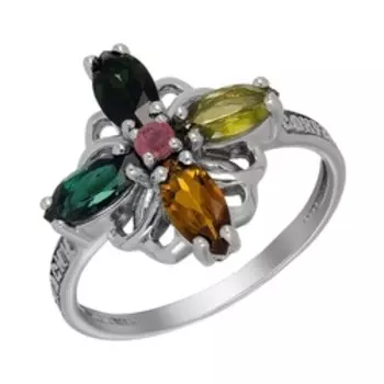 Серебряное кольцо с турмалинами "Спаси и сохрани"