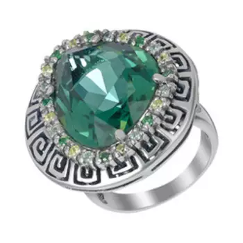 Серебряное кольцо с турмалиновым кварцем и фианитами