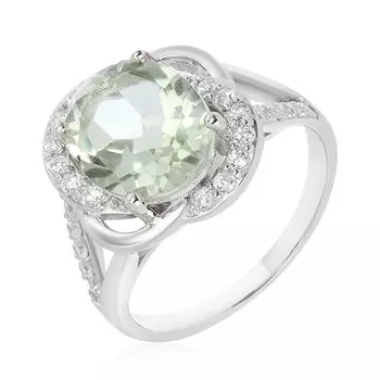 Серебряное кольцо с зеленым аметистом